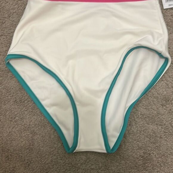 Shade & Shore Size S One Shoulder High Waist Bikini Set White Swimsuit NWT - Picture 4 of 9